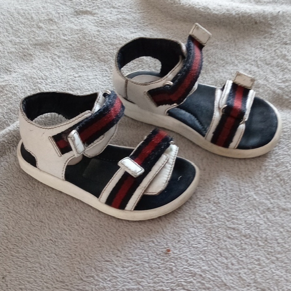 Gucci Black and White Sandals with Adjustable Straps